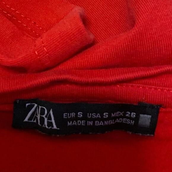 Zara Women's Red Knit Short Sleeve Crew Neck Casual Crop Tee T-Shirt Top Size S - Picture 3 of 4